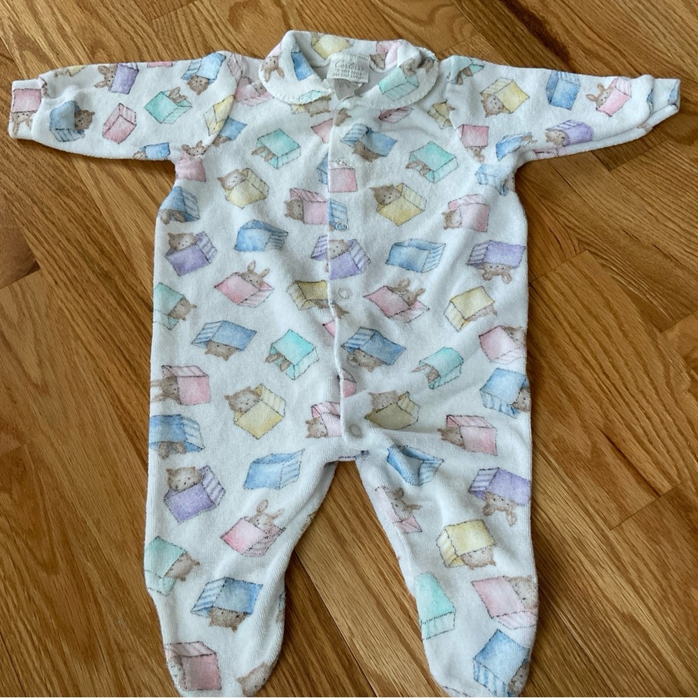Carter's White One Piece with Pastel Bear Print